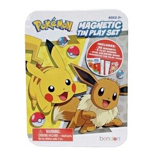 POKEMON MAGNETIC TIN PLAY SET - PIKACHU & EEVEE MAGNETS & COLORING BOOK - NEW
